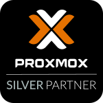 logo-proxmox-silver-partner-inverted-color-150px Logo Proxmox Silber Partner